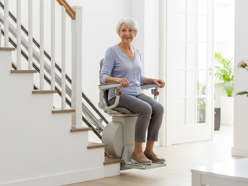 woman in stair lift